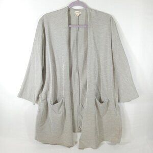 DONNI. Ribbed Pocket Open Cardigan Women's OS Gray